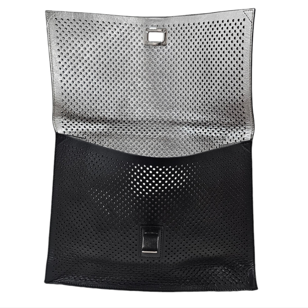 Proenza Schouler Lambskin Perforated Small Lunch Bag Clutch Black - Picture 3 of 5